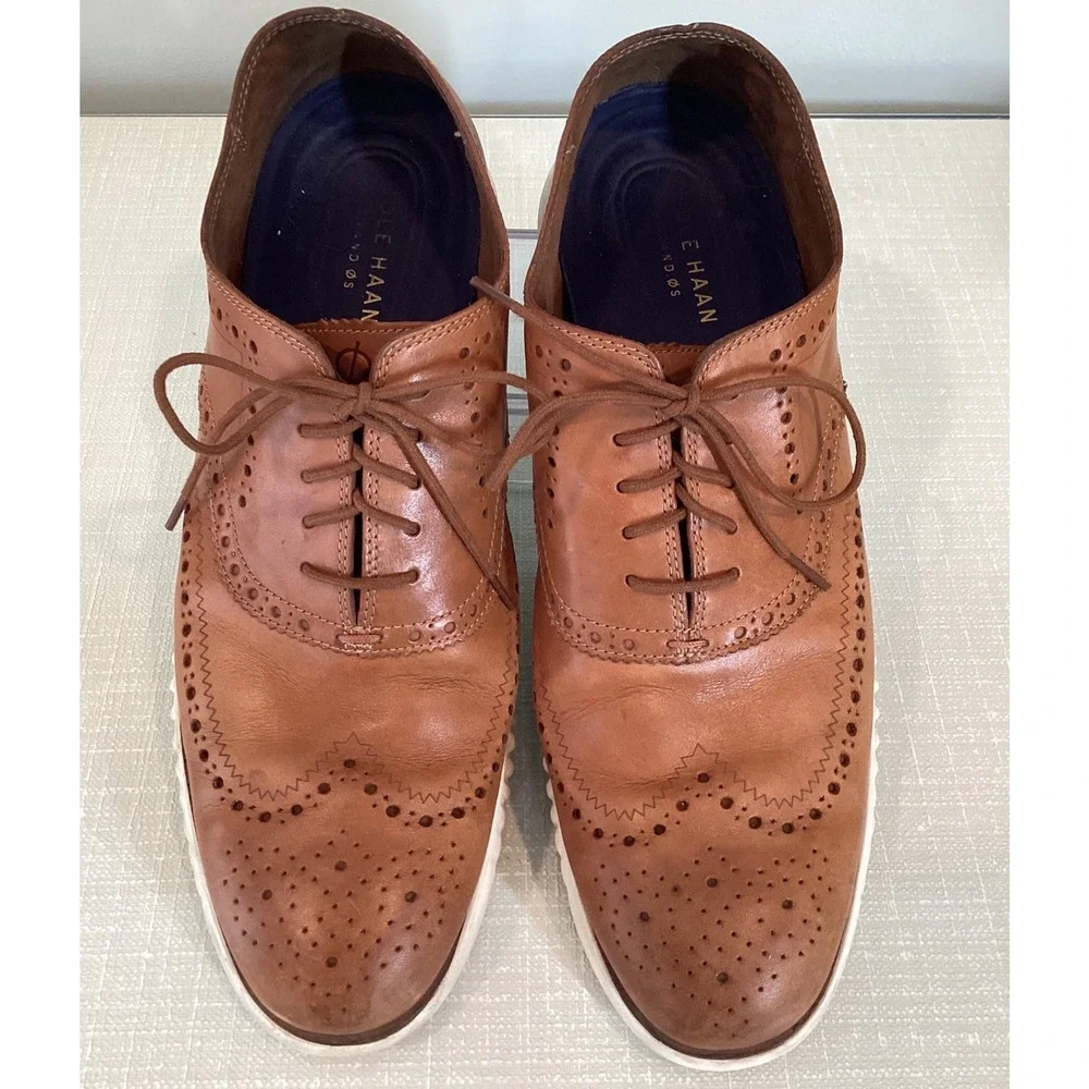 Cole Haan Grand.OS British Tan Leather Wingtip Oxford Shoe Sneaker C31532 Sz 13M
